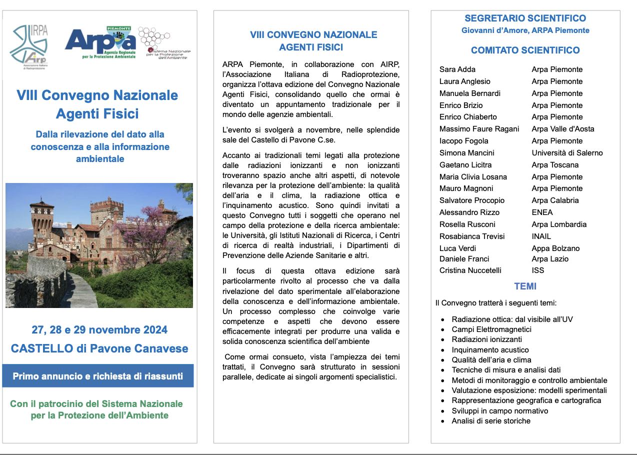 VIII Convegno Nazionale Agenti Fisici